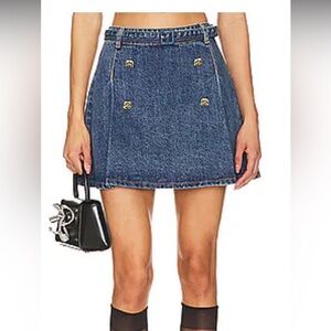 Self-Portrait Blue Denim Mini Skirt